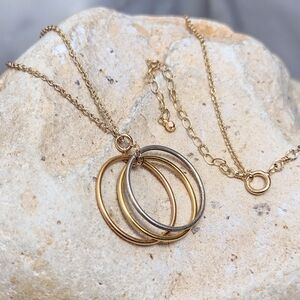 14k GF Gold Dipped Triple Karma Ring Necklace 18"